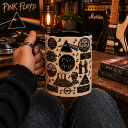 Pink Floyd Mug – Dark Side of the Moon Coffee Cup, Comfortably Numb Classic Rock Gift for Fans