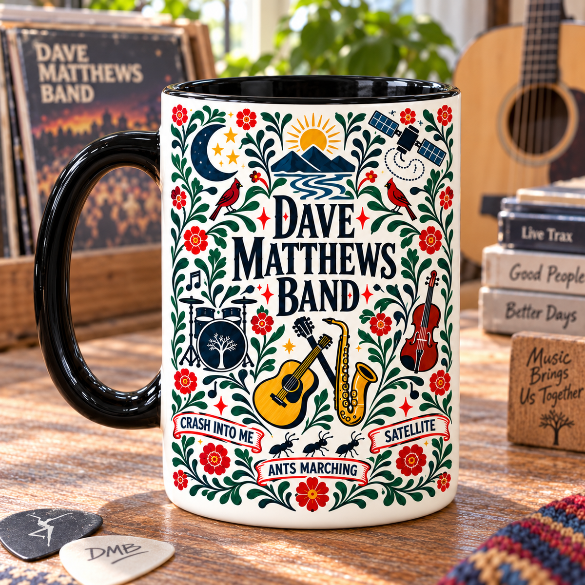 Dave Matthews Band Nordic Folk Mug, Crash Into Me Satellite Ants Marching Coffee Cup, DMB Music Lover Gift