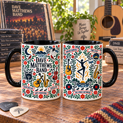Dave Matthews Band Nordic Folk Mug, Crash Into Me Satellite Ants Marching Coffee Cup, DMB Music Lover Gift