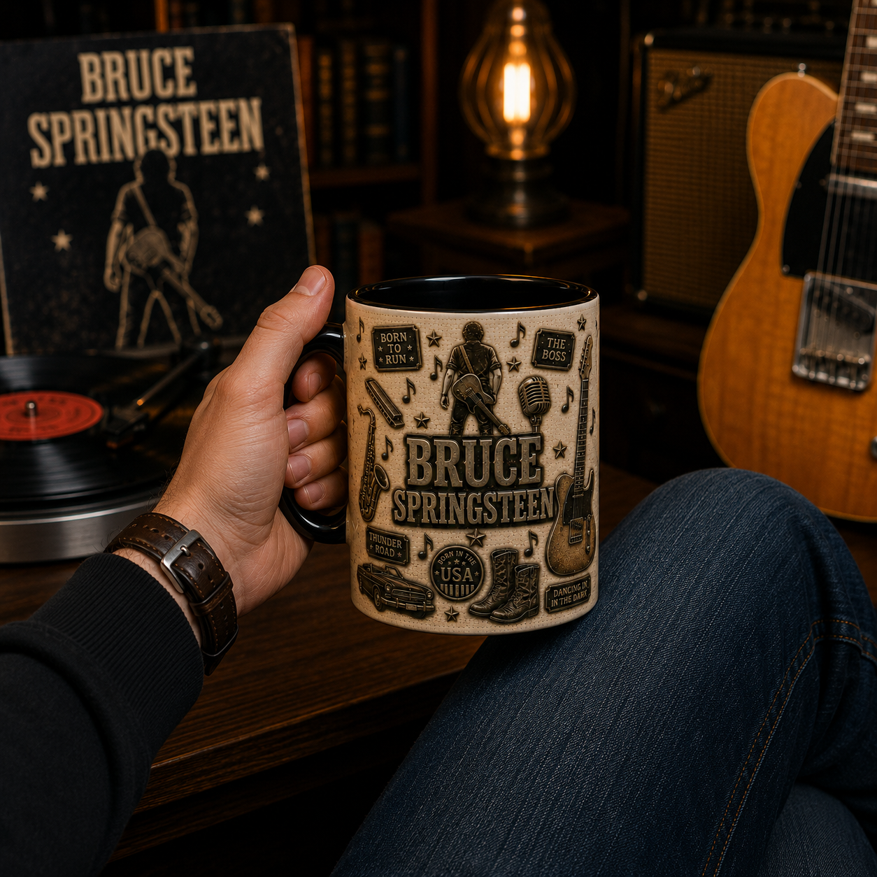 Bruce Springsteen Mug – Born to Run & Born in the U.S.A. Ceramic Coffee Mug, The Boss Gift