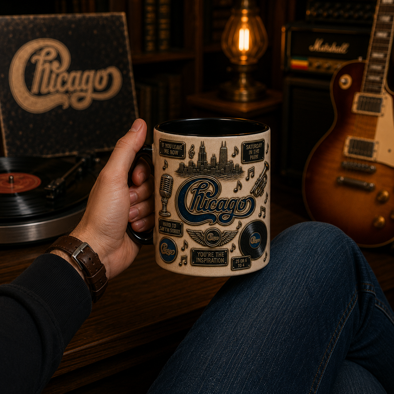 Chicago Band Mug – You're the Inspiration & Saturday in the Park Ceramic Coffee Mug Gift