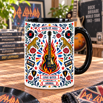 Def Leppard Nordic Folk Mug, Pour Some Sugar on Me Hysteria Coffee Cup, Classic Rock Music Gift