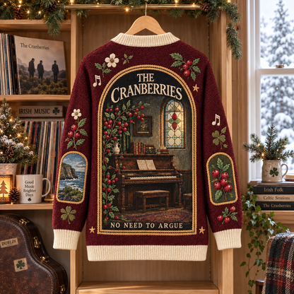 The Cranberries Patchwork Cardigan, Zombie Dreams Linger No Need to Argue Knit Sweater, Vintage Irish Alternative Rock Cardigan Gift