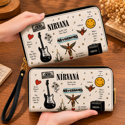 Nirvana Sketch Icon Handbag, Tote Bag and Wallet Set, Nevermind & In Utero Inspired Classic Rock Accessories, Nirvana Fan Gift