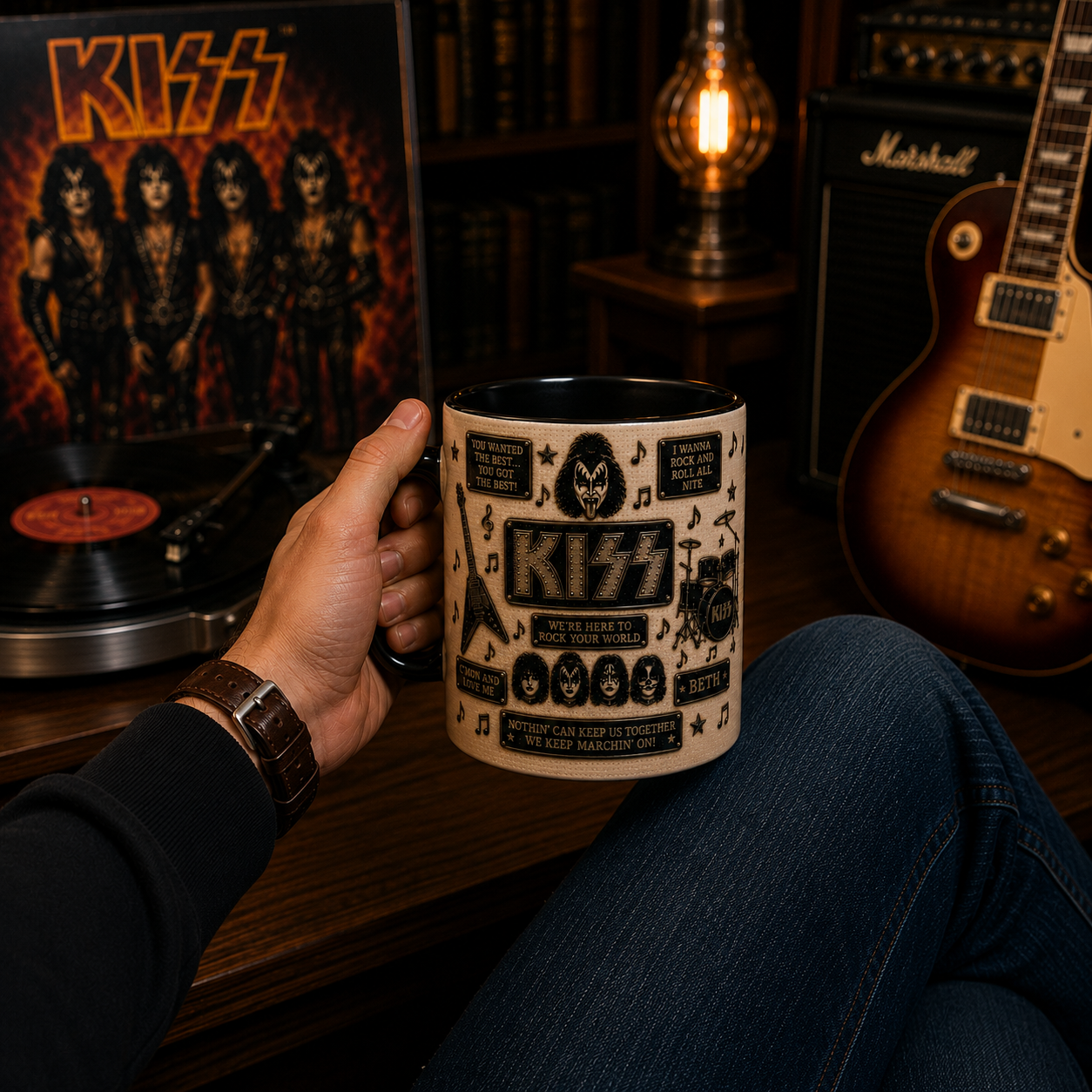 KISS Mug – Rock and Roll All Nite Ceramic Coffee Mug, KISS Army Collectible Gift for Classic Rock Fans