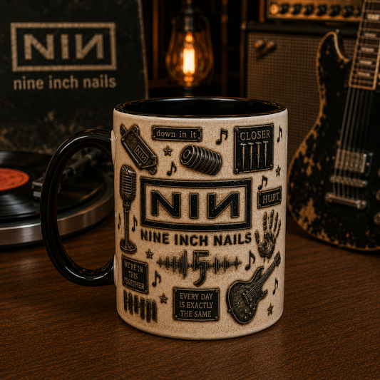 Nine Inch Nails Mug – NIN Ceramic Coffee Mug, The Downward Spiral Industrial Rock Gift for Music Fans