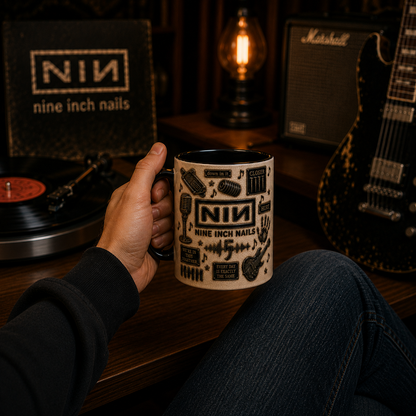 Nine Inch Nails Mug – NIN Ceramic Coffee Mug, The Downward Spiral Industrial Rock Gift for Music Fans