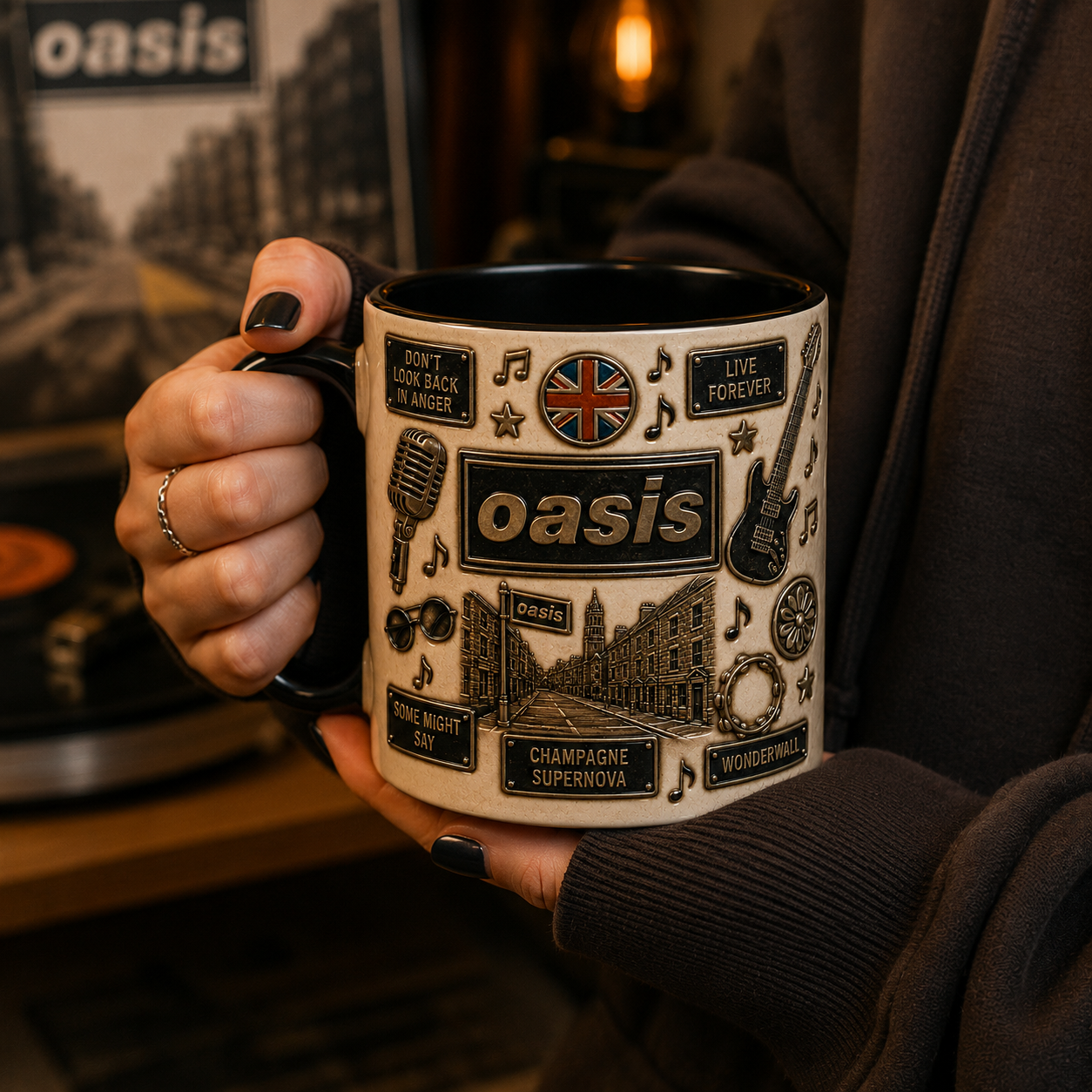 Oasis Mug – Wonderwall Ceramic Coffee Mug, Britpop Music Gift for Oasis Fans & Rock Lovers