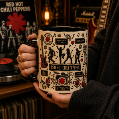 Red Hot Chili Peppers Mug – RHCP Ceramic Coffee Mug, Blood Sugar Sex Magik Rock Band Gift for Music Fans