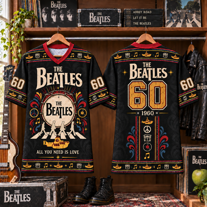 The Beatles 60 Jersey Shirt, Abbey Road Yellow Submarine All You Need Is Love Music Jersey, Vintage Rock Band Gift