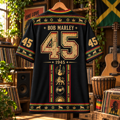 Bob Marley One Love Jersey, Reggae Lion Jamaica 45 Music Shirt, Rasta Roots Rock Baseball Style Jersey Gift
