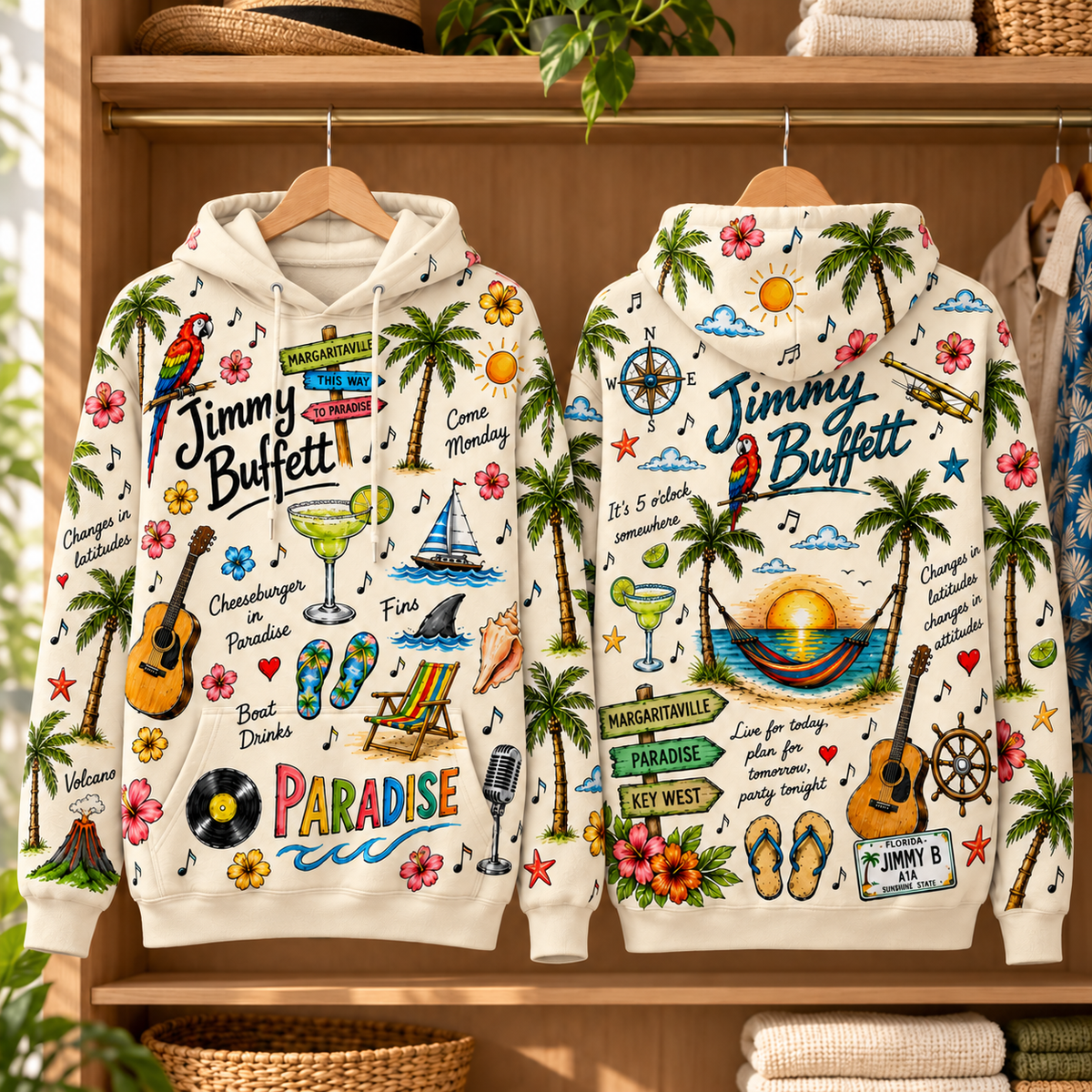 Jimmy Buffett Margaritaville Hoodie – Tropical Paradise Music Pullover, Key West Beach Lover Gift (Copy)