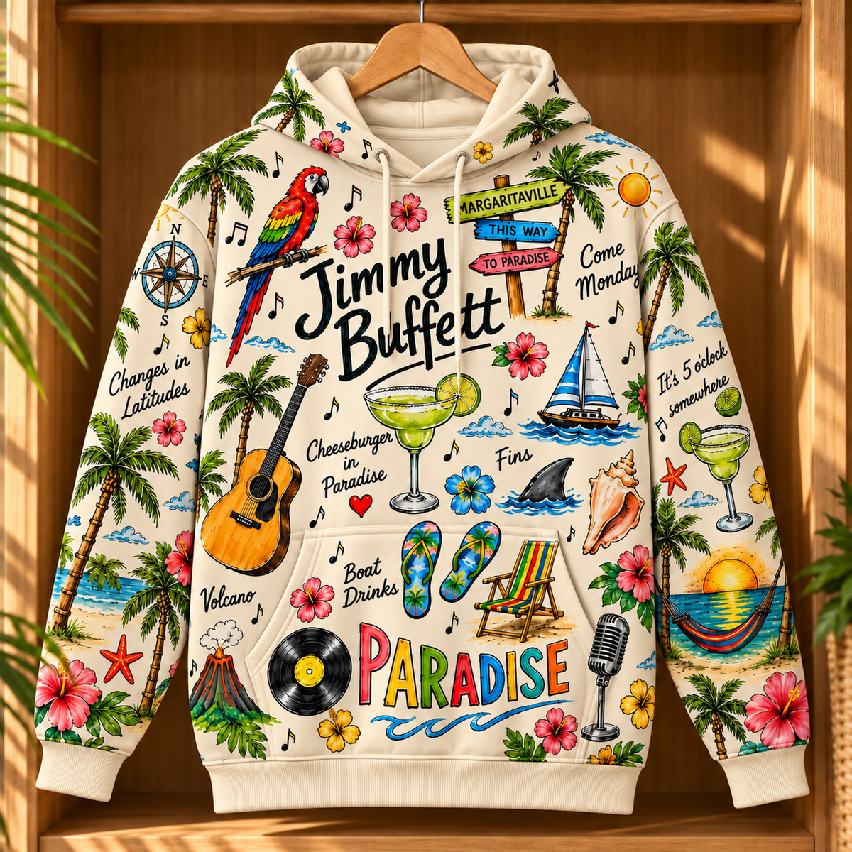 Jimmy Buffett Margaritaville Hoodie – Tropical Paradise Music Pullover, Key West Beach Lover Gift (Copy)