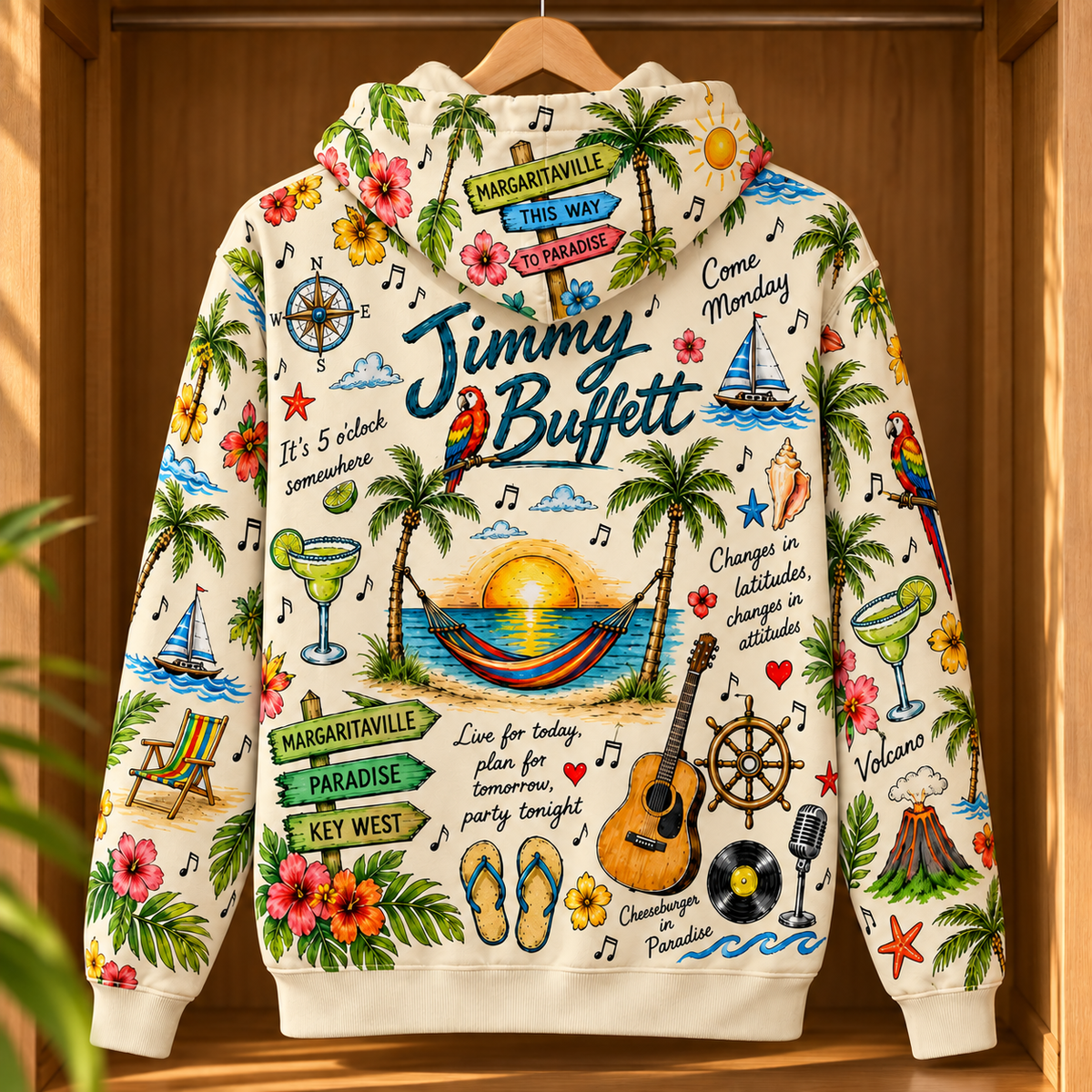 Jimmy Buffett Margaritaville Hoodie – Tropical Paradise Music Pullover, Key West Beach Lover Gift (Copy)