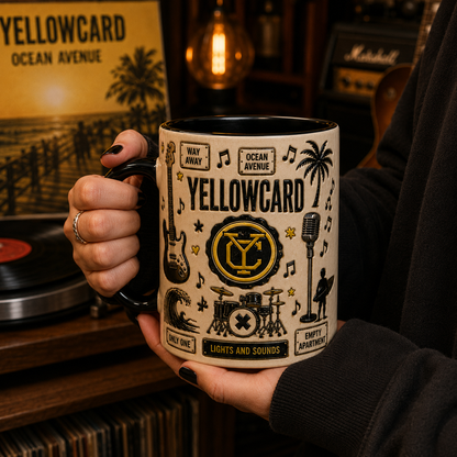 Yellowcard Mug – Ocean Avenue Ceramic Coffee Mug, Pop Punk Band Fan Gift for Yellowcard Lovers