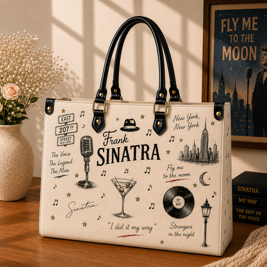 Frank Sinatra Icon Sketch Handbag, Tote Bag and Wallet Set, My Way & New York New York Vintage Music Accessories, Sinatra Fan Gift