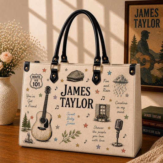 James Taylor Handbag, Tote Bag and Wallet Set, Sweet Baby James Inspired Vintage Folk Music Accessories, James Taylor Fan Gift