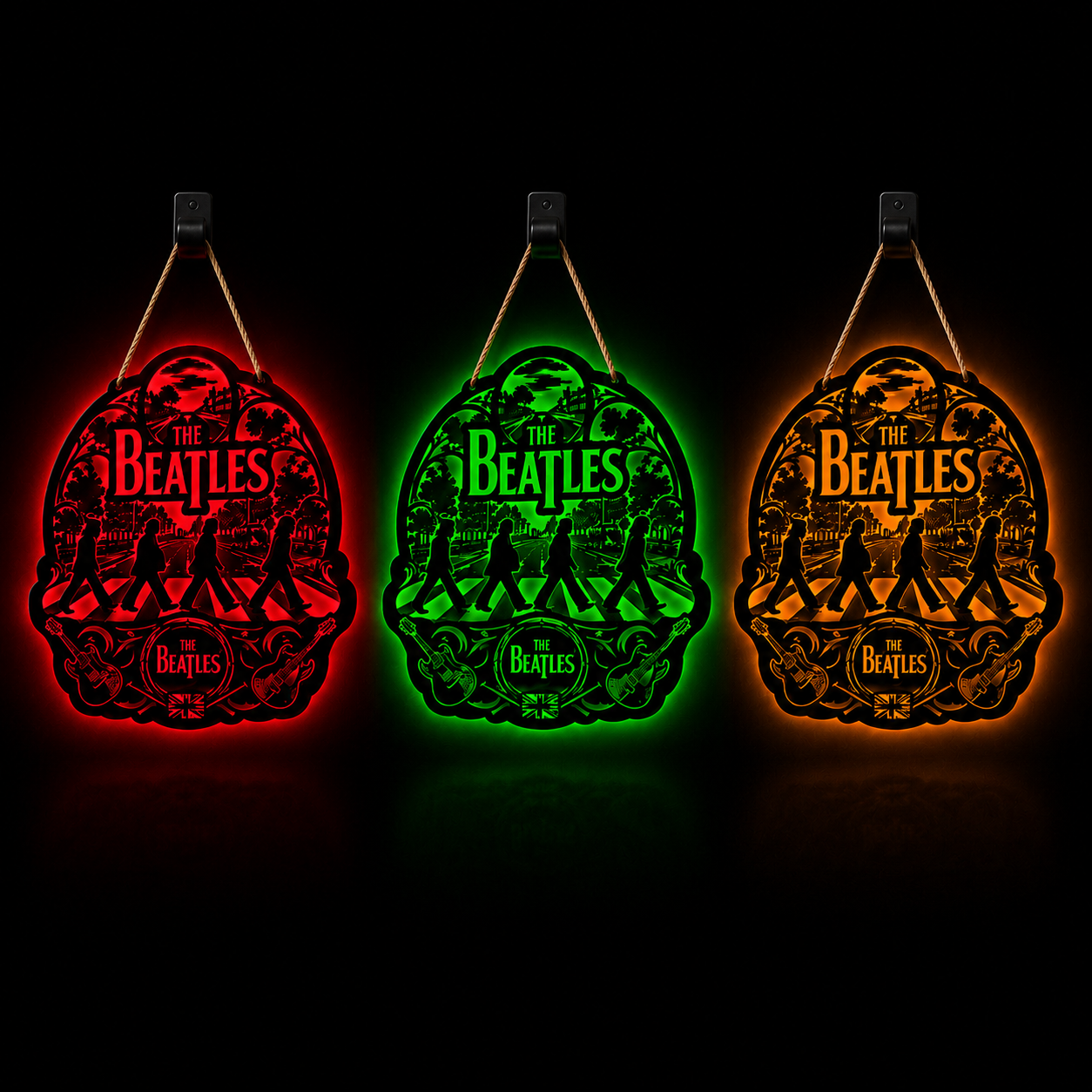 The Beatles Luminous Wooden Sign – LED Wall & Door Decor for Music Lovers