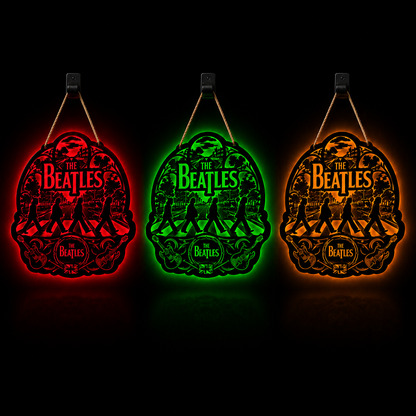 The Beatles Luminous Wooden Sign – LED Wall & Door Decor for Music Lovers