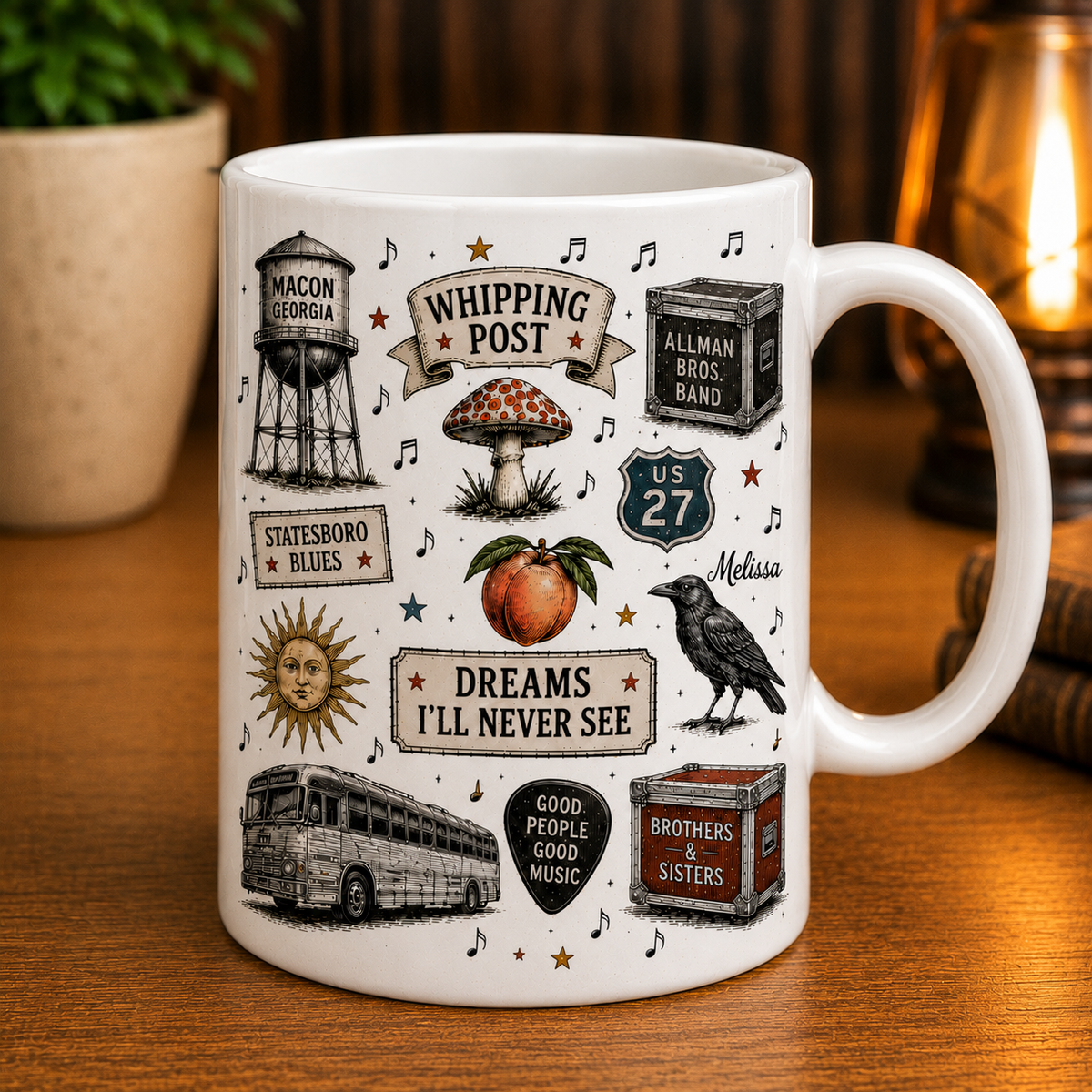 The Allman Brothers Band Ceramic Mug – Southern Rock Coffee Mug, Vintage Music Gift, Allman Brothers Fan Cup