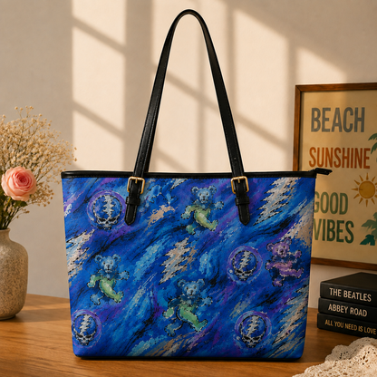 Grateful Dead Dancing Bears Handbag, Tote Bag and Wallet Set, Classic Rock Accessories, Music Lover Gift