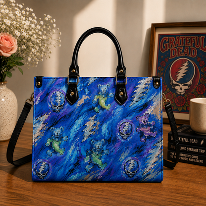 Grateful Dead Dancing Bears Handbag, Tote Bag and Wallet Set, Classic Rock Accessories, Music Lover Gift