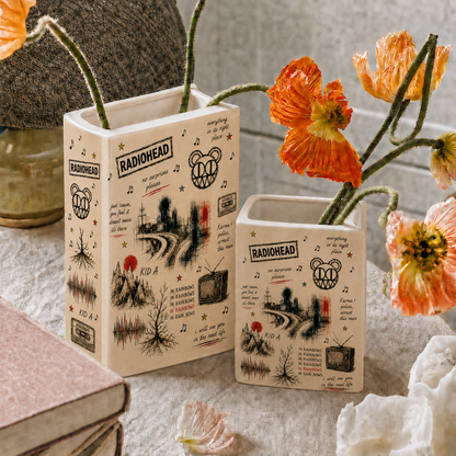 Radiohead Book Vase, Radiohead Book Shaped Vase, Ceramic Flower Vase, Alternative Rock Bookshelf Decor, Music Lover Gift, Radiohead Fan Gift
