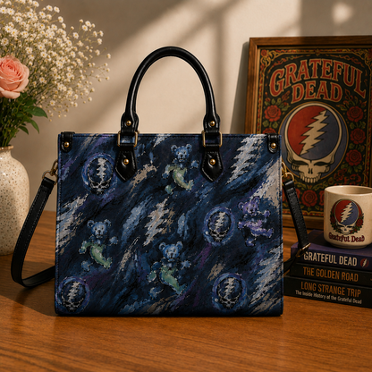 Grateful Dead Painterly Dancing Bears Handbag, Tote Bag and Wallet Set, Classic Rock Accessories, Music Lover Gift