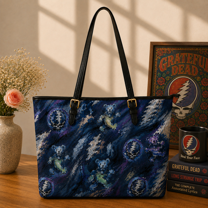 Grateful Dead Painterly Dancing Bears Handbag, Tote Bag and Wallet Set, Classic Rock Accessories, Music Lover Gift