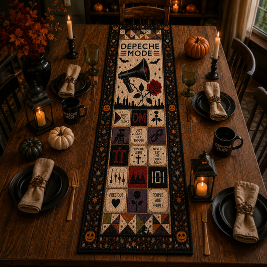 Depeche Mode Halloween Table Runner, Vintage Music Quilted Table Runner, Enjoy The Silence Fall Table Decor, Personal Jesus Table Topper, Gift for Depeche Mode Fans