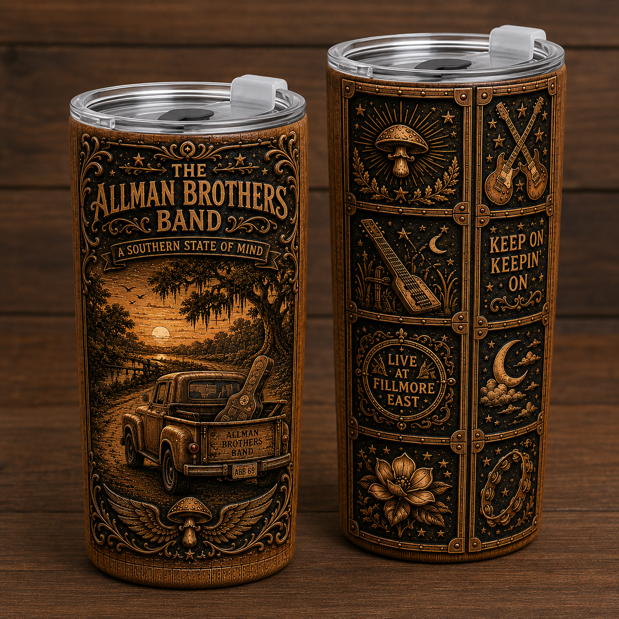 The Allman Brothers Band Tumbler, 20oz Stainless Steel Travel Mug, Southern Rock Coffee Tumbler, Double Wall Insulated Cup, Music Fan Gift