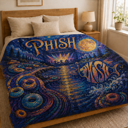 Phish Painterly Sherpa Blanket, Jam Band Fleece Blanket  Phish Fan Gift, Music Lover Bedding