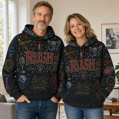 Rush Hoodie, Vintage Rush Pullover Hoodie, Chalk Art Progressive Rock Sweatshirt, 2112 Hoodie, Classic Rock Fan Gift