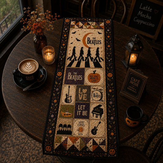 The Beatles Halloween Table Runner, Vintage Beatles Quilted Table Runner, Abbey Road Fall Table Decor, Gift for Beatles Fans