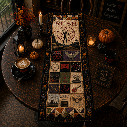 Rush Halloween Table Runner, 2112 Quilted Table Runner, Classic Progressive Rock Fall Table Decor, Spirit of Radio Dining Table Runner, Gift for Rush Fans