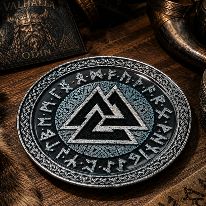 Valknut Viking Rune Ceramic Plate, Norse Mythology Odin Symbol Decorative Plate, Nordic Pagan Valhalla Home Decor