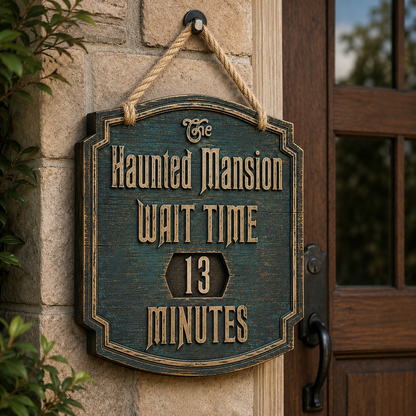 Haunted Mansion Door Sign – Gothic Halloween Hanging Wood Sign