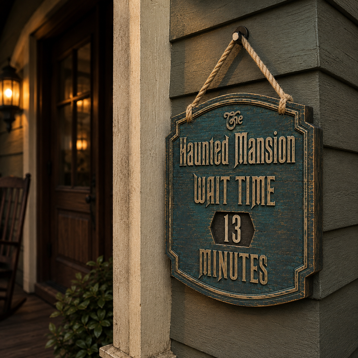 Haunted Mansion Door Sign – Gothic Halloween Hanging Wood Sign