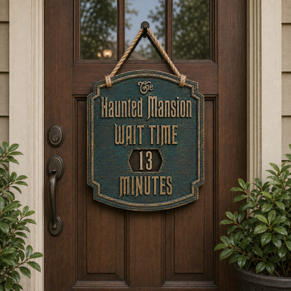 Haunted Mansion Door Sign – Gothic Halloween Hanging Wood Sign