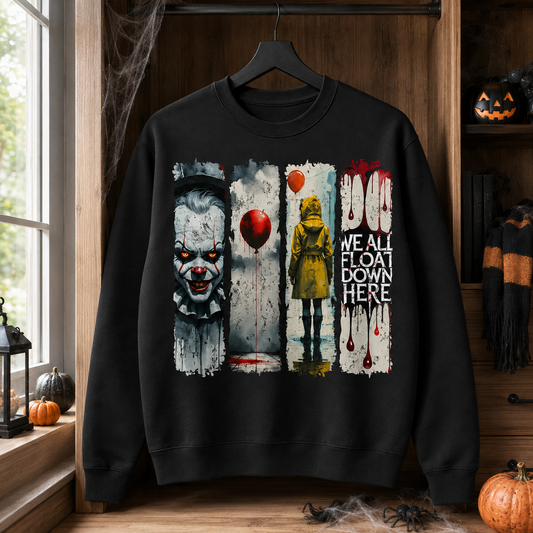 Pennywise IT Sweatshirt – We All Float Down Here Horror Halloween Sweater