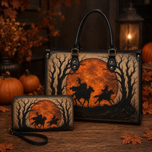 Headless Horseman Handbag and Wallet Set, Halloween Gothic Purse, Sleepy Hollow Witchy Bag