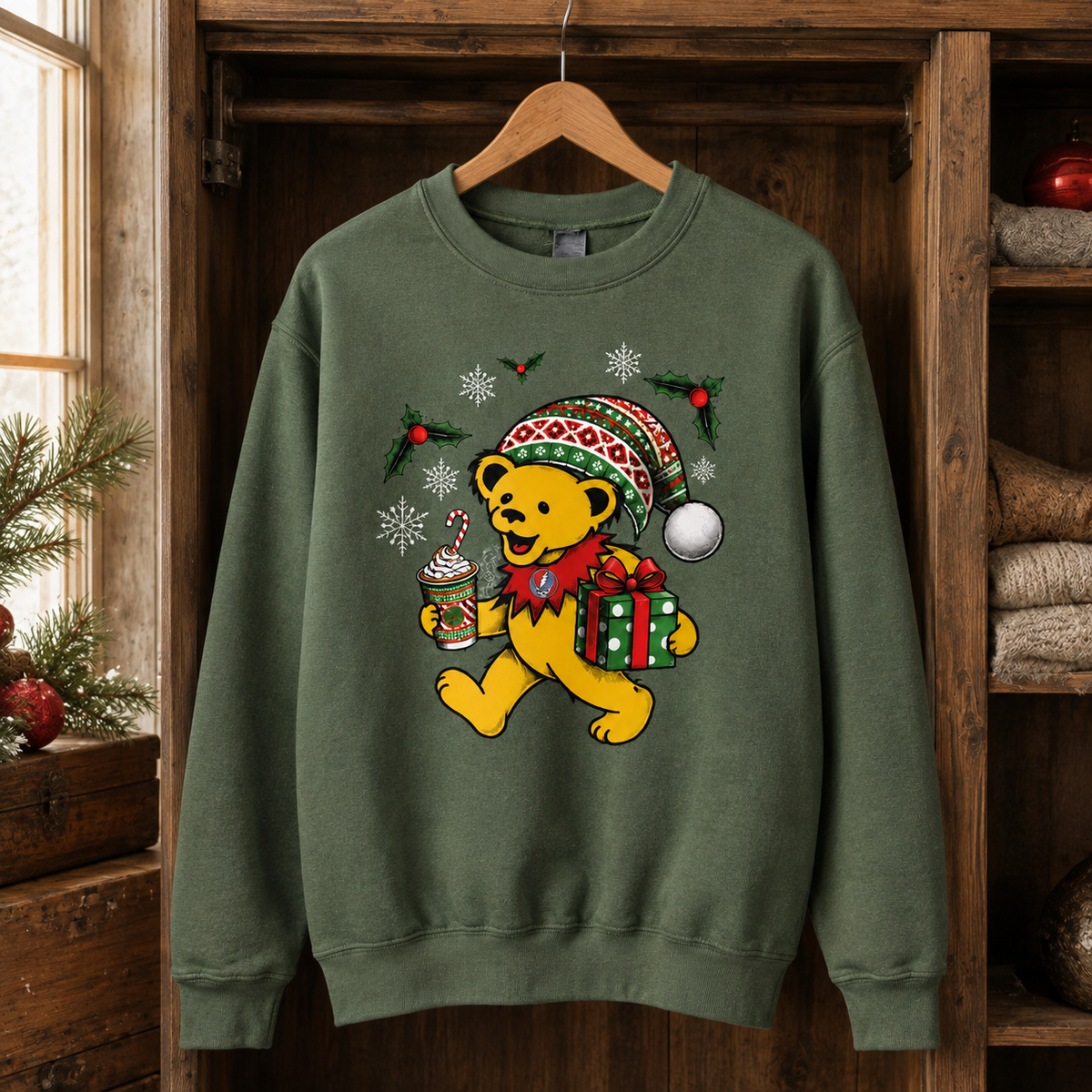 Festive Grateful Dead Bear Christmas Sweater – Rock Holiday Apparel
