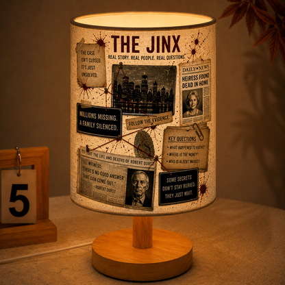 The Jinx True Crime Table Lamp, Robert Durst Documentary Bedside Lamp, Crime Case File Night Light, Mystery Detective Room Decor Gift