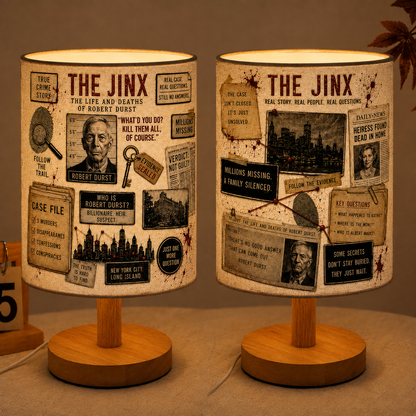 The Jinx True Crime Table Lamp, Robert Durst Documentary Bedside Lamp, Crime Case File Night Light, Mystery Detective Room Decor Gift