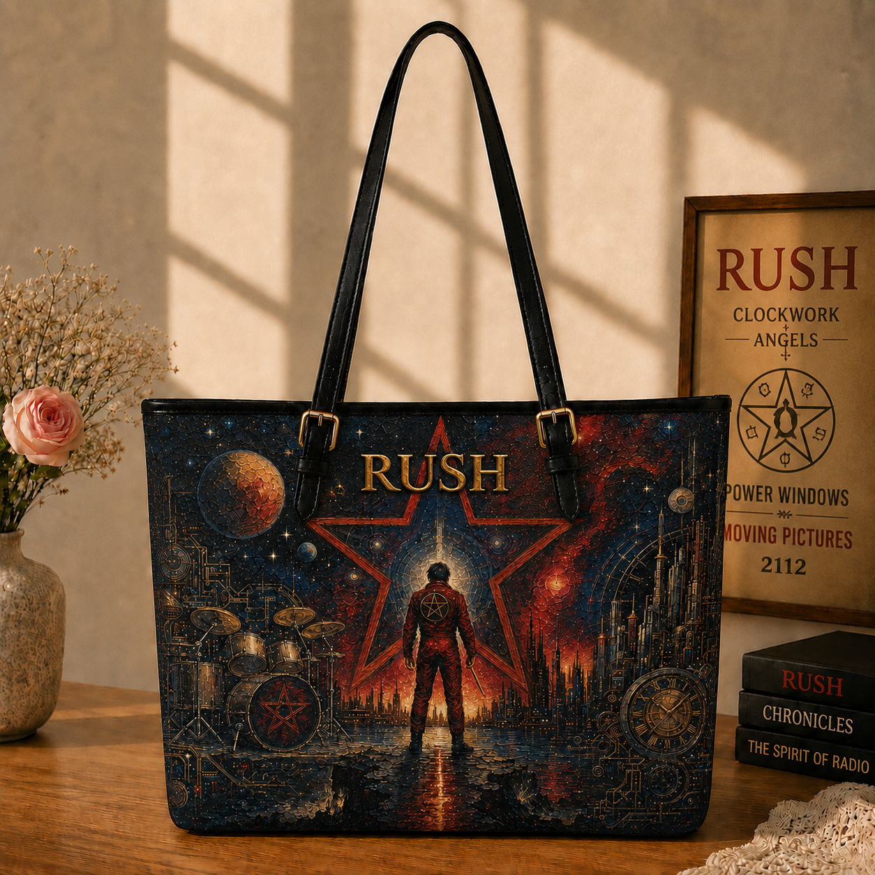 Rush Leather Handbag, Totebag and Wallet – 2112 Starman Tote Purse, Progressive Rock Music Gift for Women