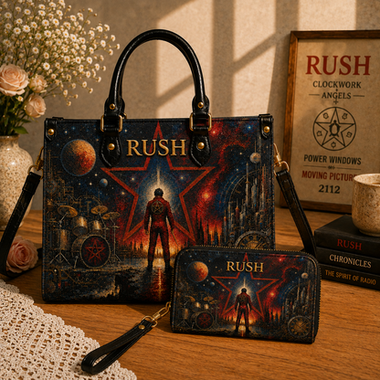 Rush Leather Handbag, Totebag and Wallet – 2112 Starman Tote Purse, Progressive Rock Music Gift for Women