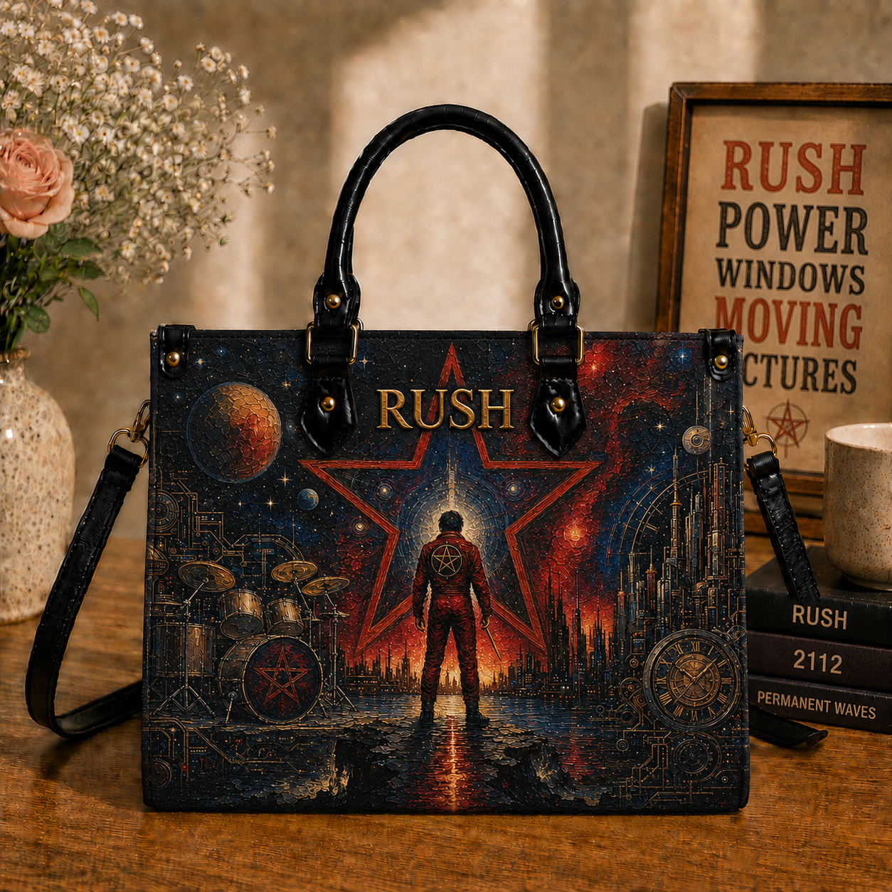 Rush Leather Handbag, Totebag and Wallet – 2112 Starman Tote Purse, Progressive Rock Music Gift for Women