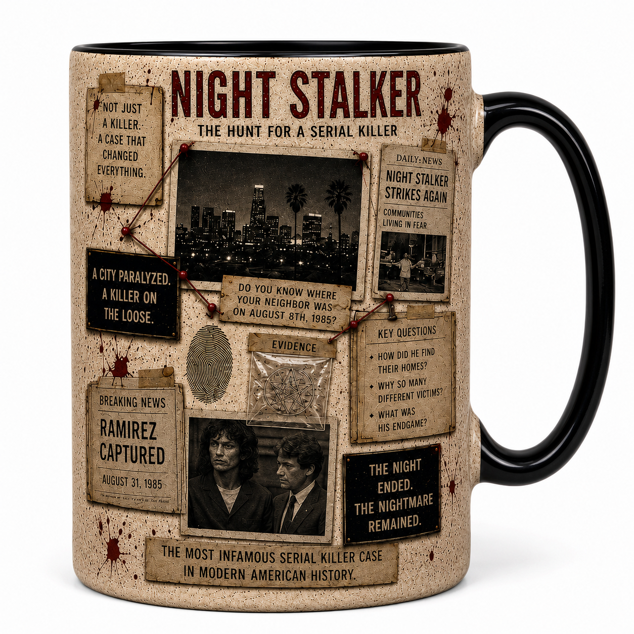 Night Stalker True Crime Mug, Richard Ramirez Crime Documentary Coffee Mug, Serial Killer Case File Gift, True Crime Fan Ceramic Mug