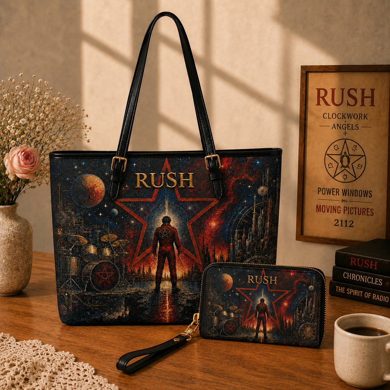 Rush Leather Handbag, Totebag and Wallet – 2112 Starman Tote Purse, Progressive Rock Music Gift for Women