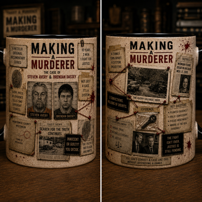 Making a Murderer True Crime Mug, Crime Documentary Coffee Mug, Detective Board Mug, Investigation Gift, True Crime Fan Mug